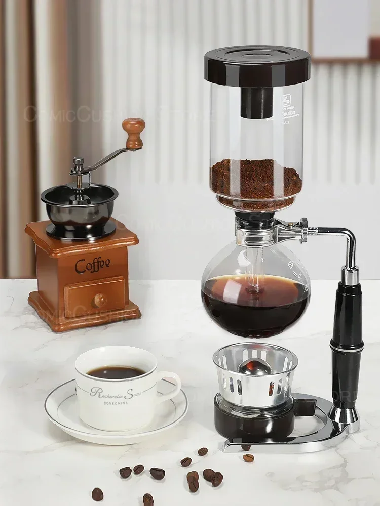 Siphon Set panci kopi, peralatan kaca rumah Set pegangan tangan Retro