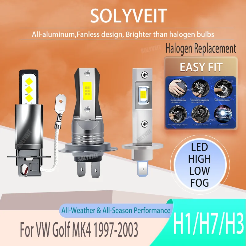 

All-aluminum thermal control for stable High Power output LED High Low Fog For VW Golf MK4 1997 1998 1999 2000 2001 2002 2003
