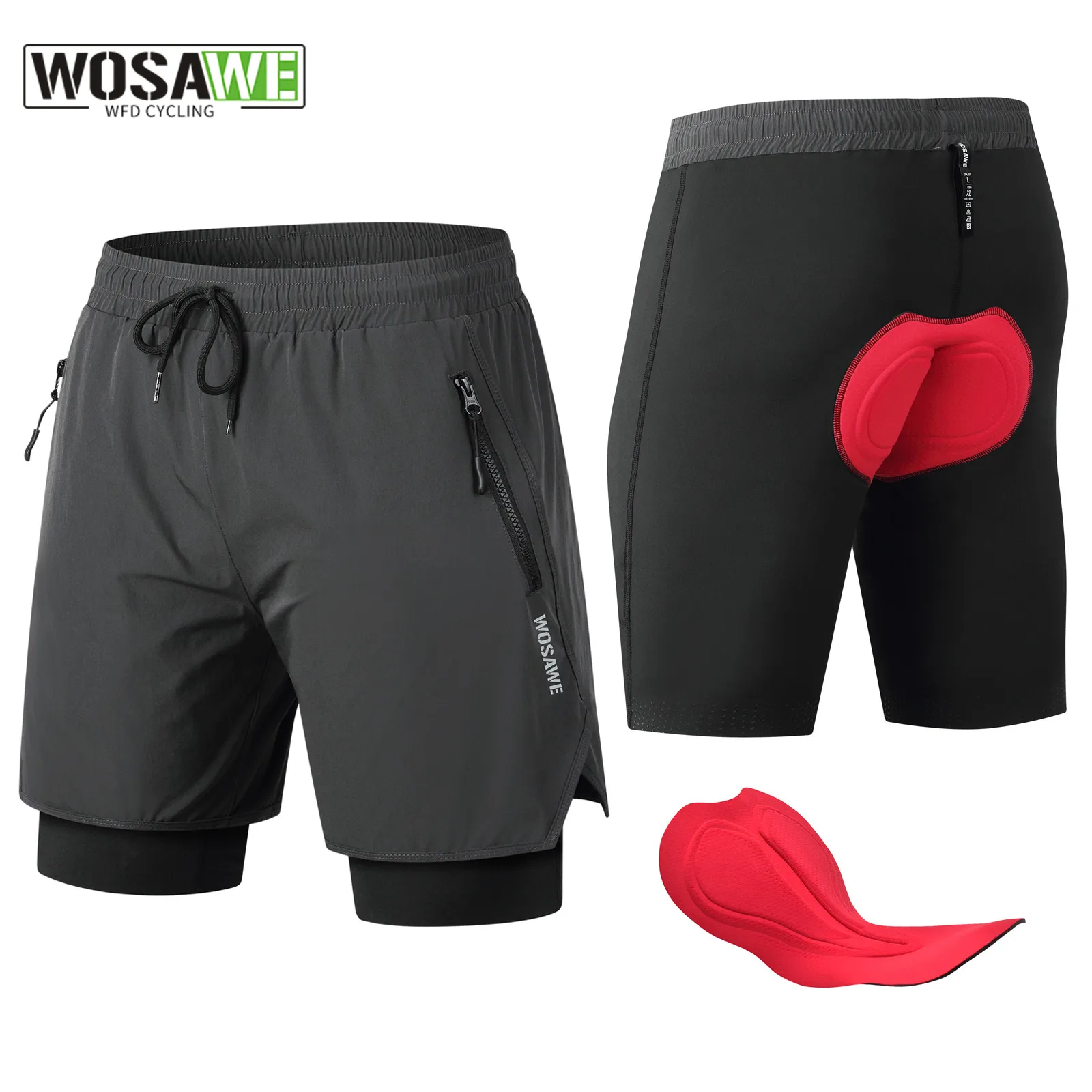 

WOSAWE мужские шорты для бега 2-в-1, быстросохнущие дышащие шорты для активных тренировок, беговые велосипедные шорты с удлиненной подкладкой