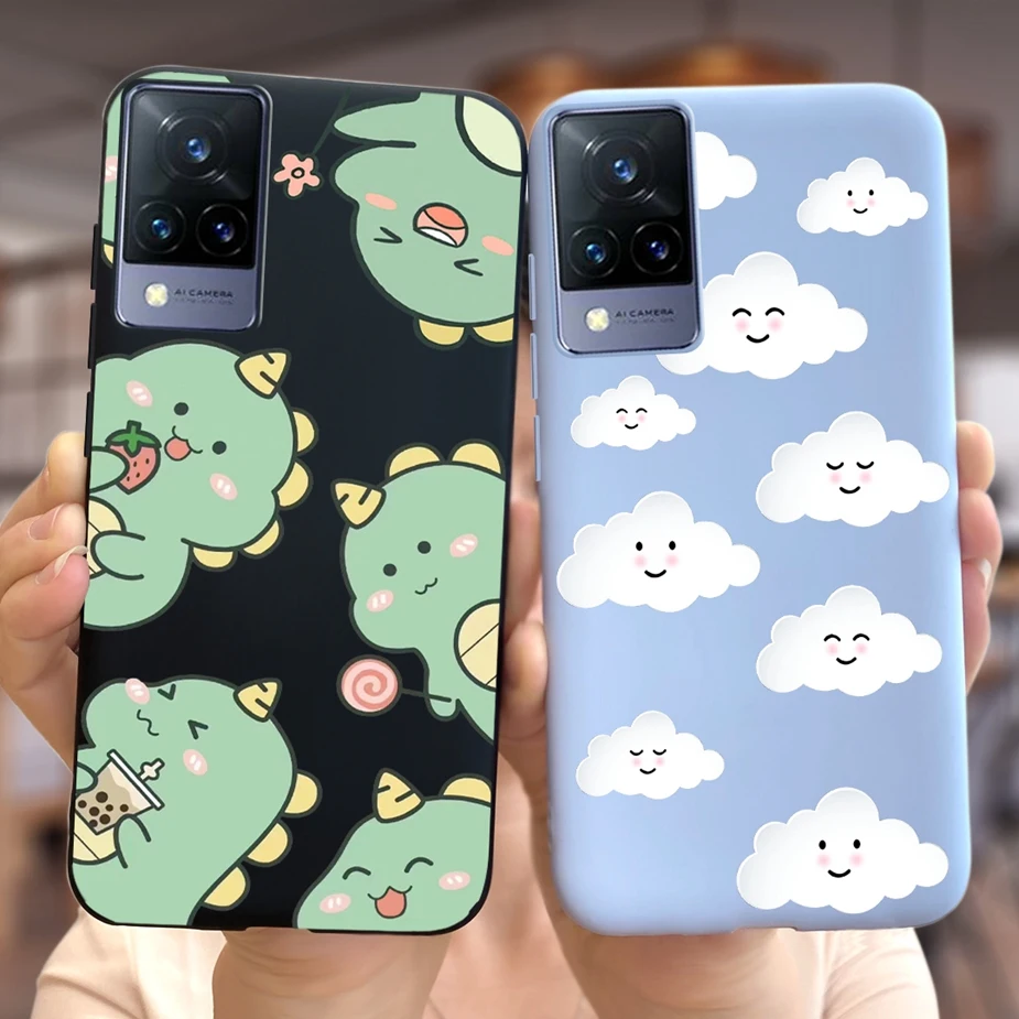 For Vivo V21 4G Case V2066 V2108 Cute Dinosaur Cartoon Cover Soft TPU Phone Case For Vivo V21e V 21 e V2061 VivoV21 Fundas Coque