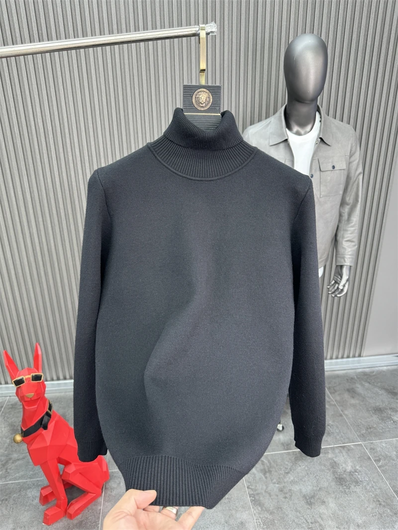 

Ele High Ne Men's Knitted Sweater Fce Lined Casual Warm Winter Faion Pure Color Pampa& Brand