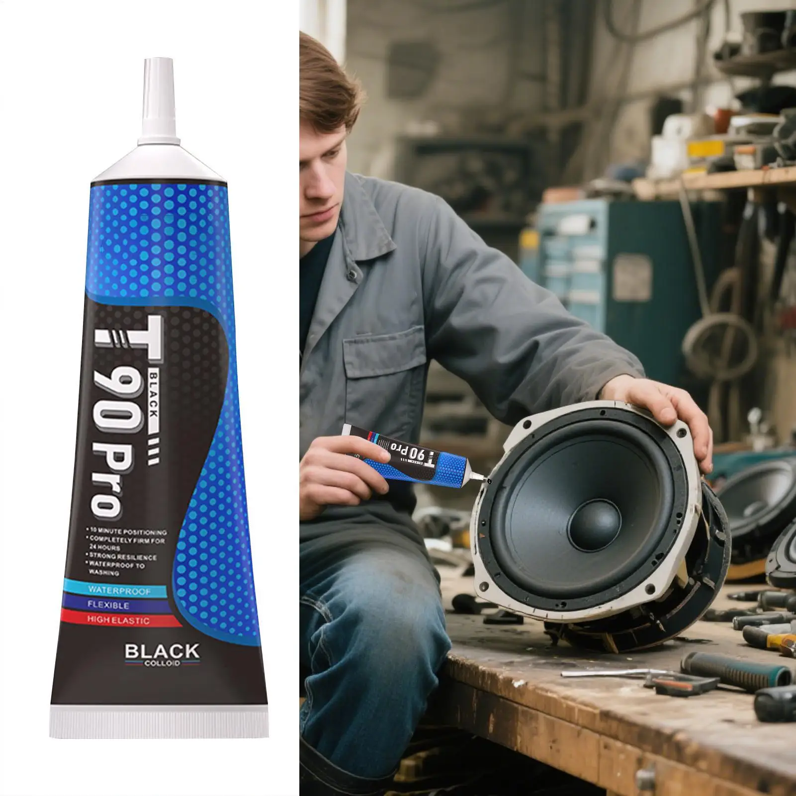 18/55/115ml Foam Side DustCap Rubber Edge Cone Basin Strong Adhesive Black Loud Speaker Repair Glue For Loudspeaker Repair