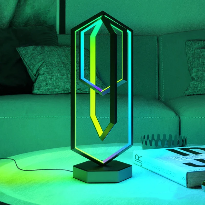 Modern RGB Polygon Remote Control Table Lamp APP Music Atmosphere Desk Light Living Room Bedroom Decoration  Lamps Bedside Lamp