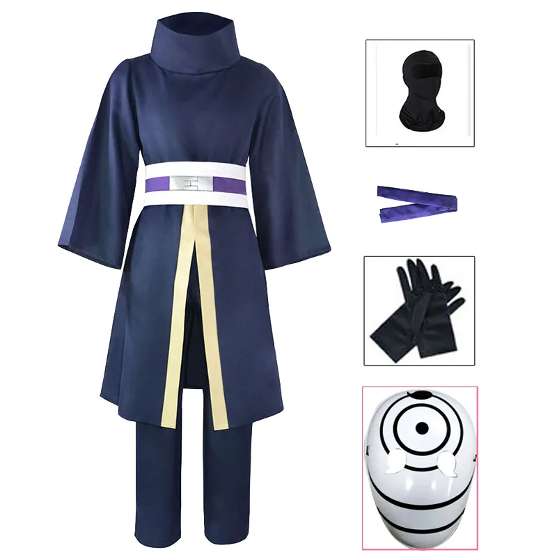 

Модный костюм для косплея WHH: Боевой наряд клана Учиха Обито, мужской комплект ниндзя-робы с высоким воротником для Хэллоуина и карнавала