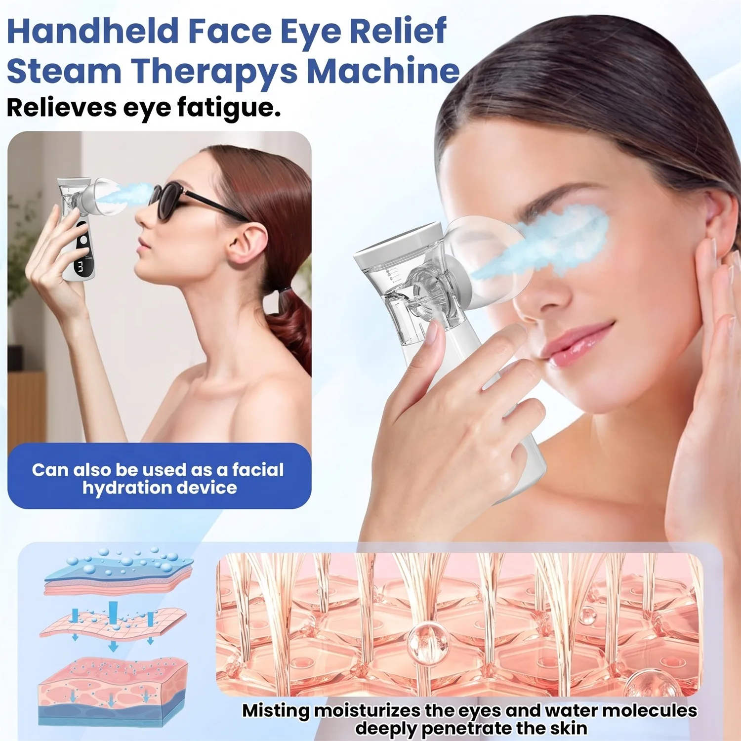 Eye Nano Humidifier Nebulizer Eye Steamer Relieve Fatigue Dry Eyes Moisturizing Face Eye Care Mask Humidifier Mist