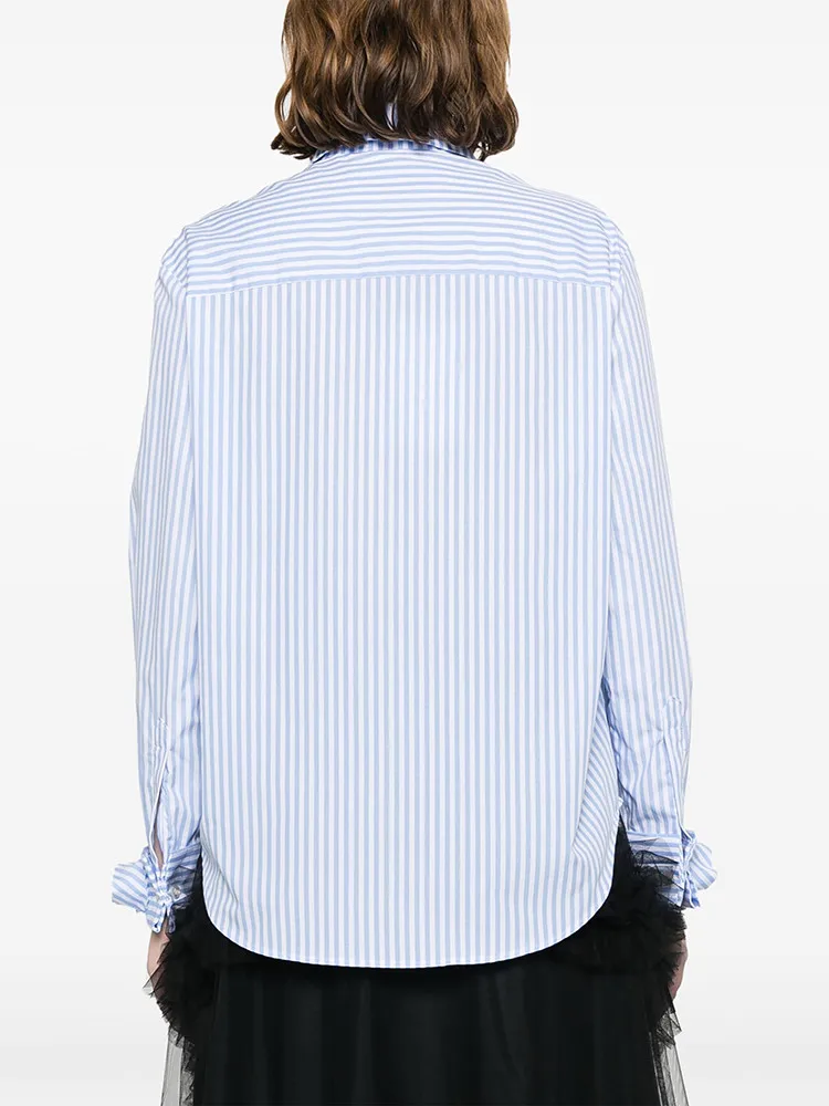 TWOTWINSTYLE Temperament Spliced Appliques Shirt For Women Lapel Long Sleeve Patchwork Button Loose Blouses Female Fashion New