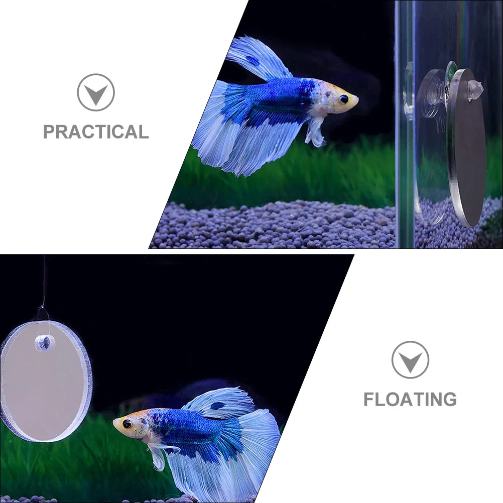 Betta Trainingsspiegel schwimmend für Tank Dekor Fisch doppelseitiges Spielzeug Bettal Toys House