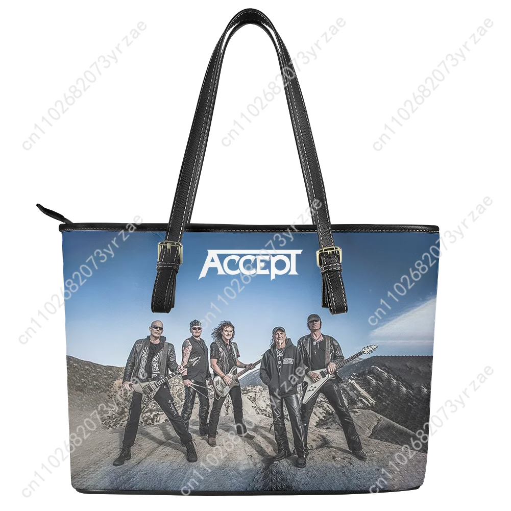 Accept Band Handbag Womens Mens Personalized Tote Bag Fashion Shoulder Bag Business Commuter Leather Purse Custom Grocery Bag