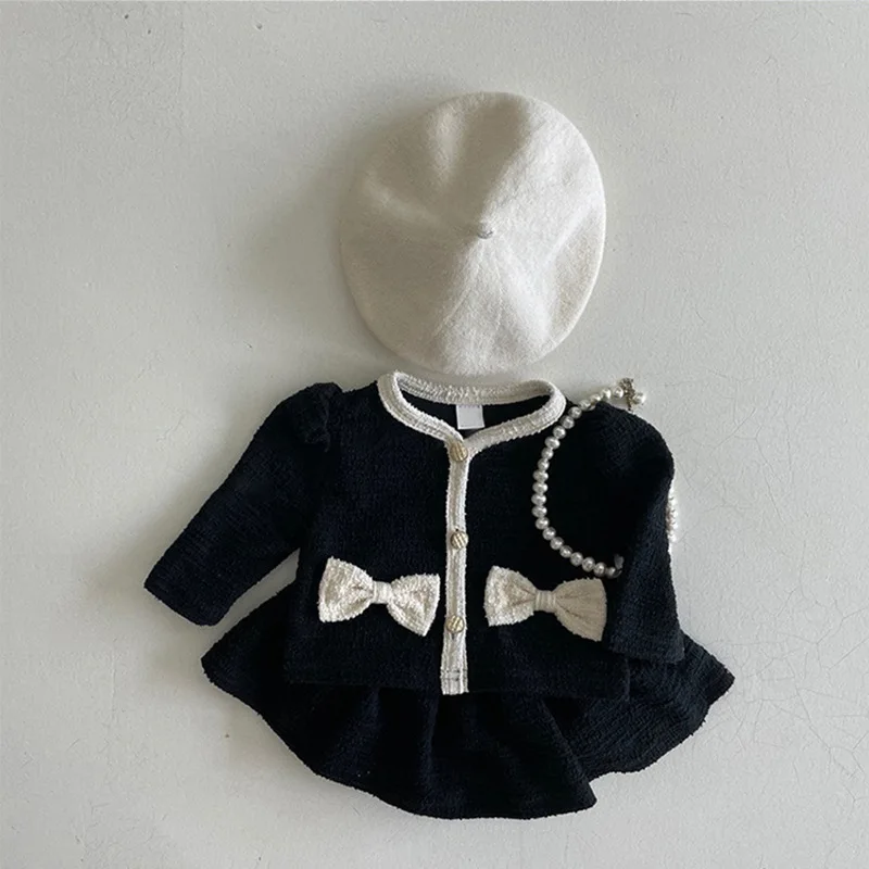 Ensemble de vêtements en coton à manches longues pour bébé fille, cardigan de princesse pour bébé, tenues monochromes pour tout-petits, automne,