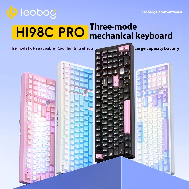 LEOBOG Hi98C Pro Mechanical Keyboard 3Mode 2.4G Bluetooth Wireless Keyboard PBT Keycaps Hi98pro Keyboard E-Sports Gamer Gifts