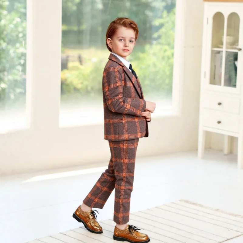 Flower Boys Formal Wedding Suit White Kids Blazer +Pants+Vest+BowTie 4Pcs Tuxedo Dress Children Party Baptism Costume