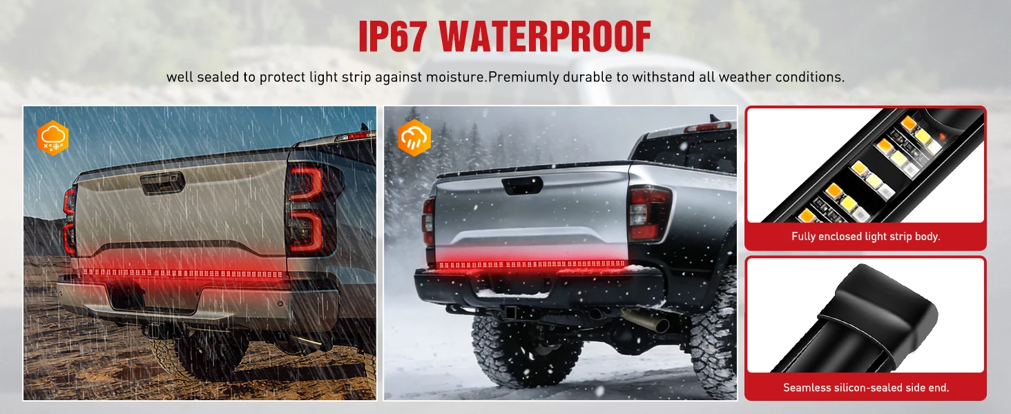 60“ Triple row tailgate light strip