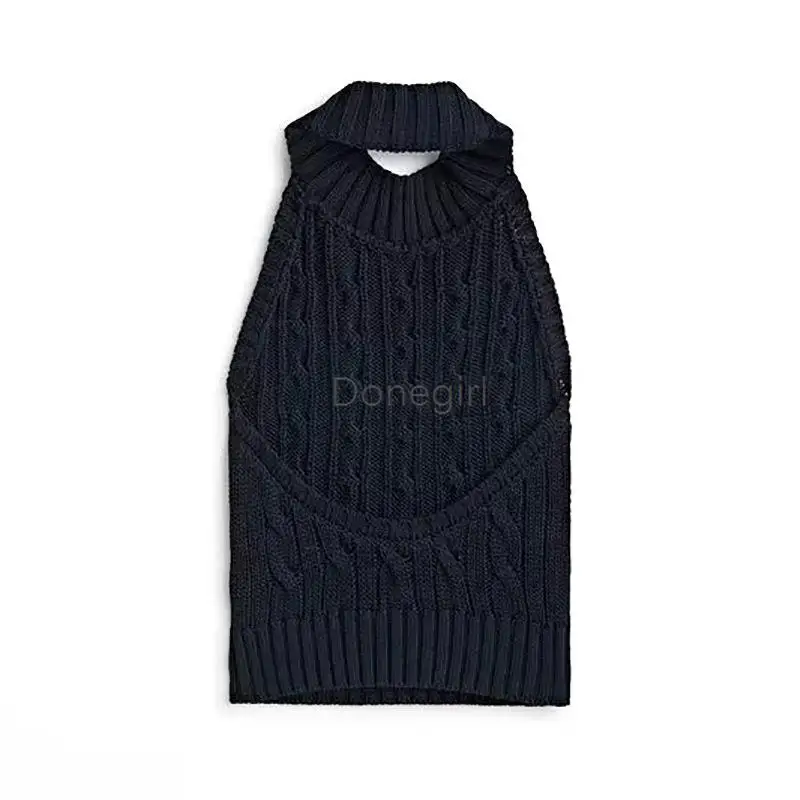 Donegirl 2023 New Women Fashion Twisted Sleeveless Hanging Neck Vest Backless Knitted Sweater Solid Simple Sexy Tops Female Chic