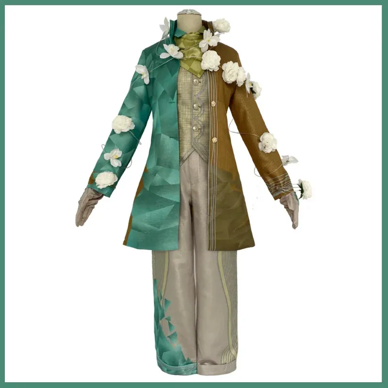 Anime Gra Aesop Carl Embalmer Strój Cosplay Agent Pogrzebowy Zielony Płaszcz Montażowy Uniform Peruka Męski Strój na Halloween Karnawał Suitx;2'a