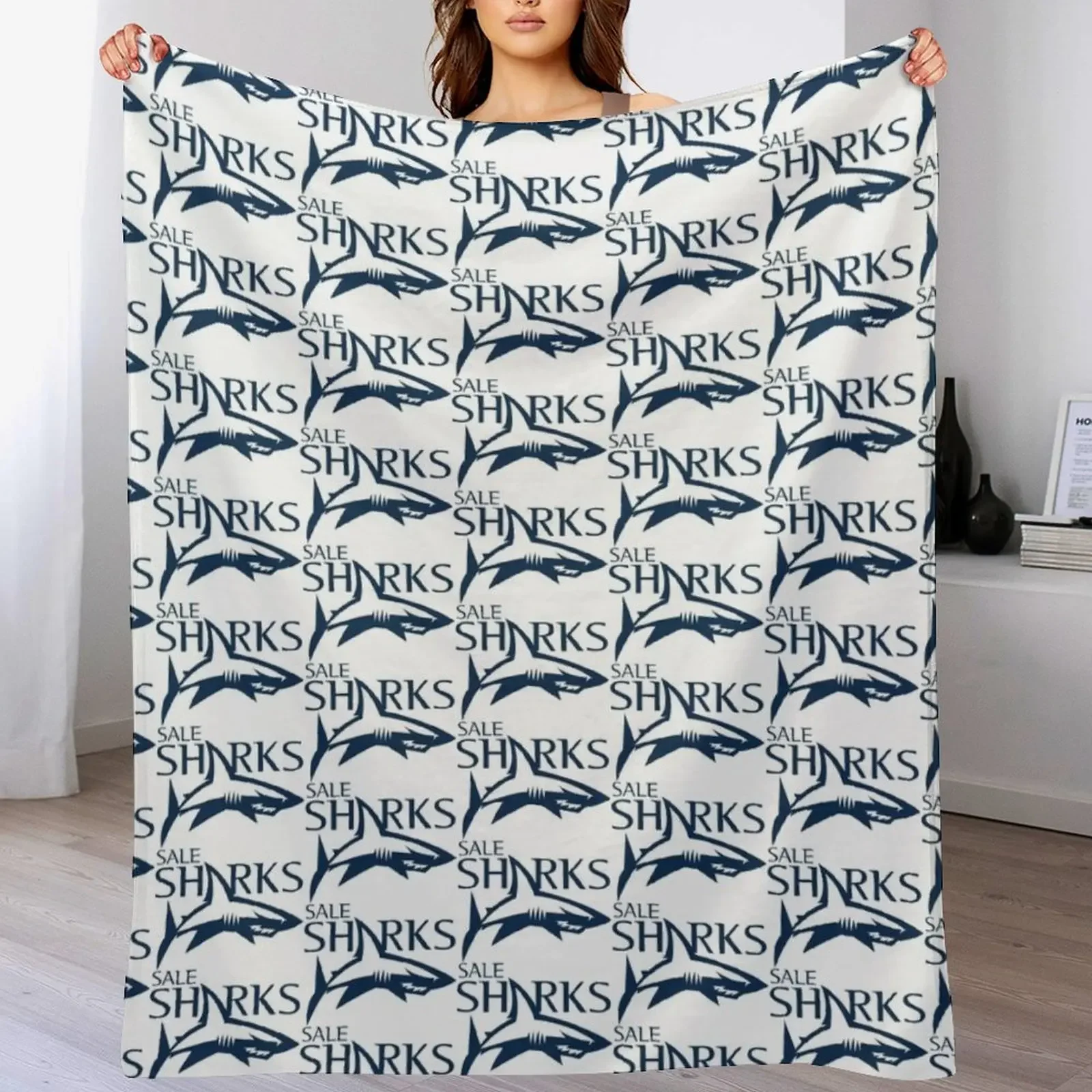 Sale Sharks Icon Throw Blanket Soft Solid Color Blanket for Couch Bed