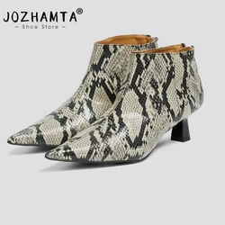 JOZHAMTA 2025 Size 34-43 Women Ankle Boot Thin High Heel Shoes Print Woman Casual Office Working Shoes For Women Zipper Boots