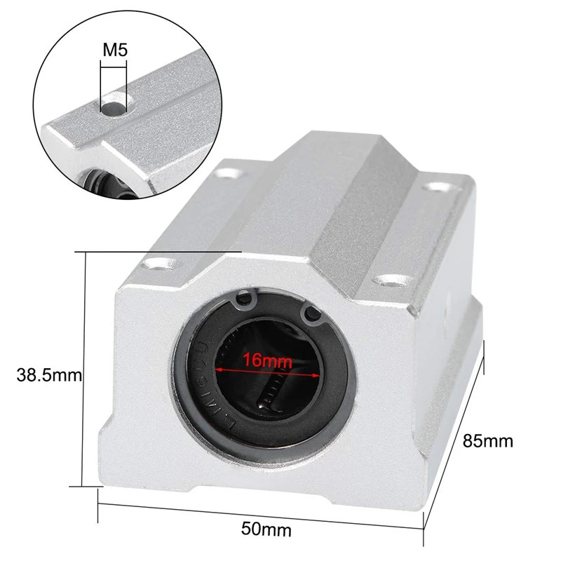 Linear Ball Bearing Slide Block Units Extra Long, 16Mm Bore Dia(SCS16LUU 1Pcs)