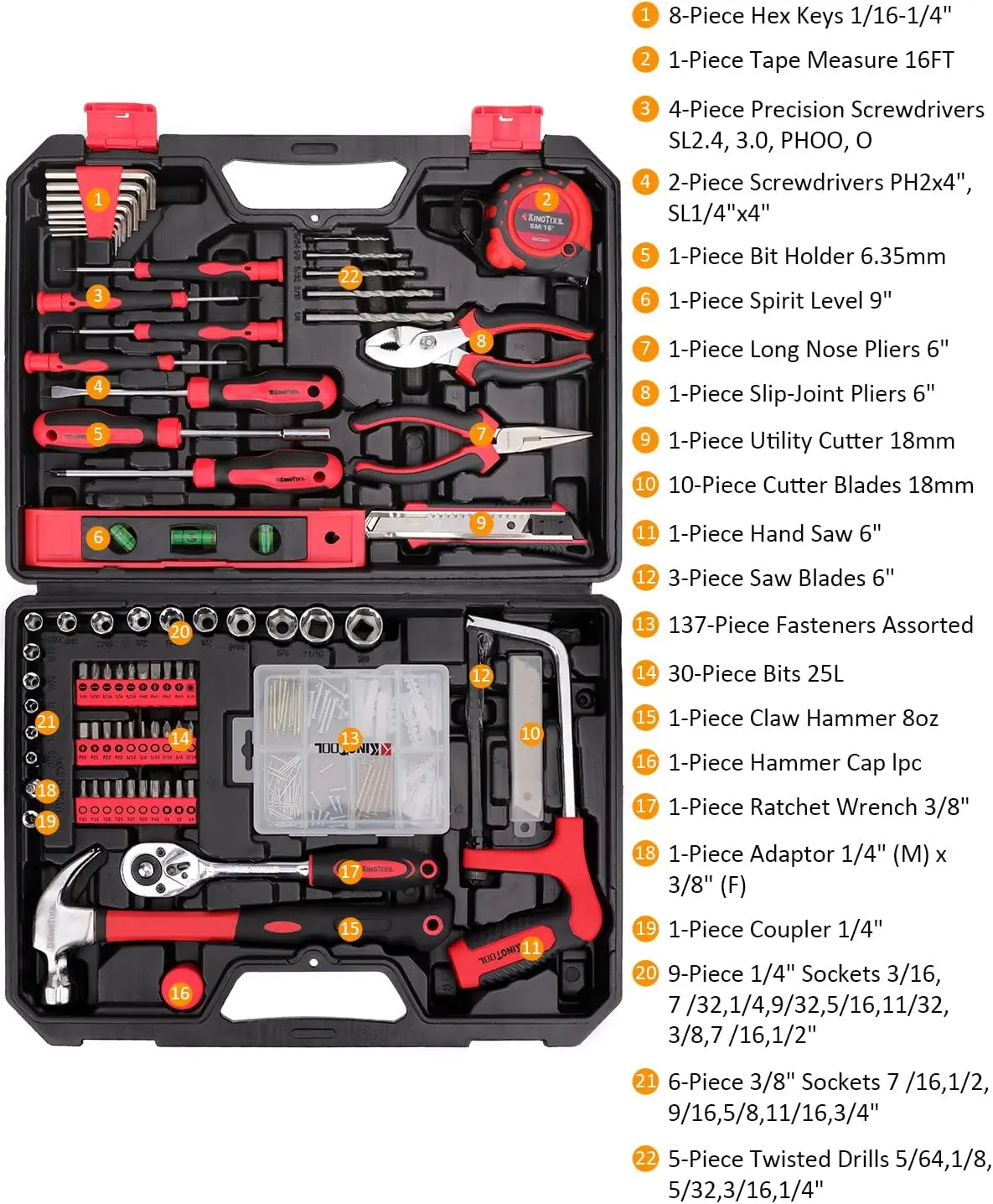

Home Repair Tool Kit - 226 Piece General Home/Auto Repair Tool Set, General Mechanic Set, General Household Kit,Hot