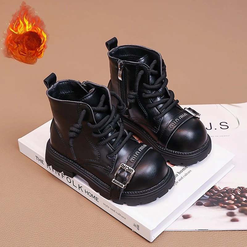 الأطفال عالية الجودة الأحذية الجلدية الفتيان النمط البريطاني طفل أحذية الفتيات موضة الجانب البريدي إغلاق الخريف أحذية بوتاس الفقرة Niñas