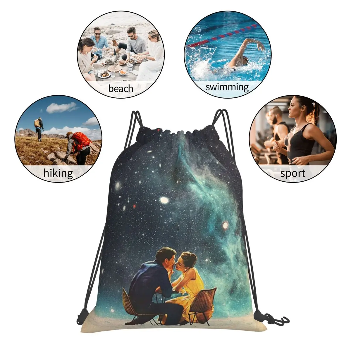 I'll Take You To The Stars For A Second Date バックパック ファッション ポータブル巾着バッグ 雑貨バッグ ブックバッグ 旅行 学校用