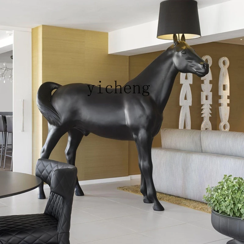 

XL Nordic style home decoration sculpture horse floor lamp high-end handicraft ornament