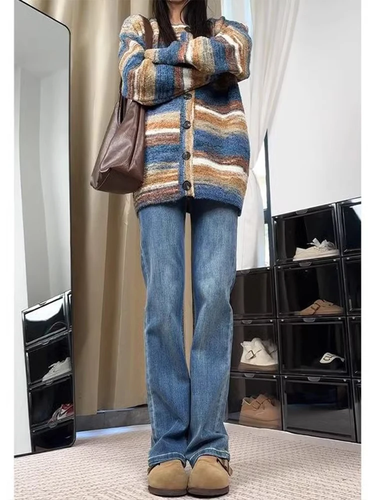 

Мужские джинсы Cleanfit Blue Waed с высокой талией, облегающие, в американском стиле, прямые брюки для уличной моды, весна-осень