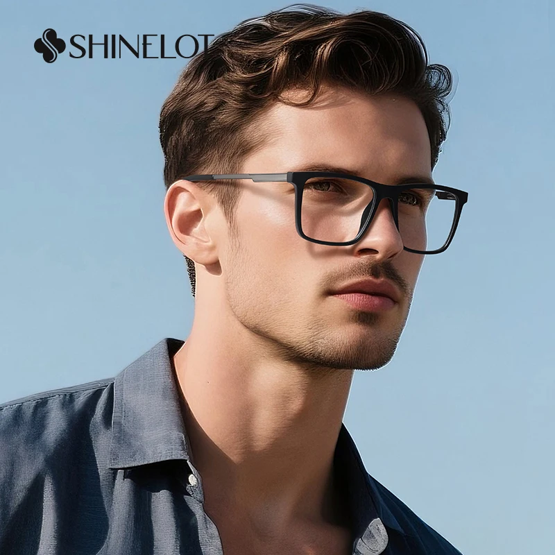 

93550 Retro Business Men Eyeglasses Frame Technology Oriented Glasses Rectangle Prescription Frame Male Eyewear Father's Gift