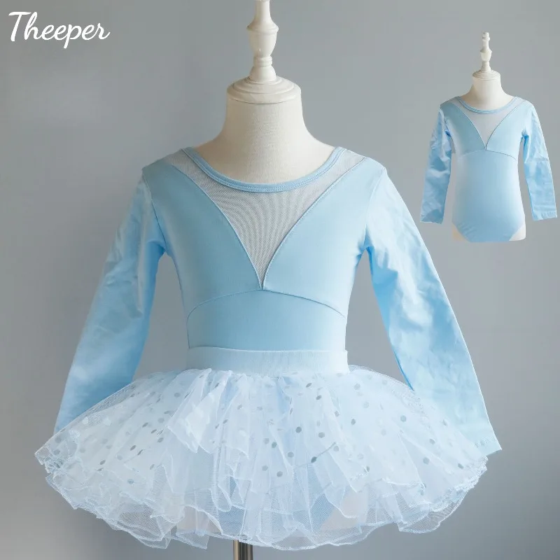 Ballet Leotard Long Sleeve Jumpsuit Combed Cotton Elastic Bodysuit Dance Uniform Grade Outfit Soft Fabric Training Daily Wear
