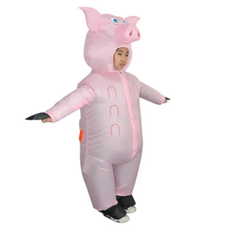 فستان خنزير وردي قابل للنفخ للأطفال البالغين زي تنكري أنيمي خنزير السنة الجديدة ملابس تنكرية لطيفة للحفلات التنكرية
