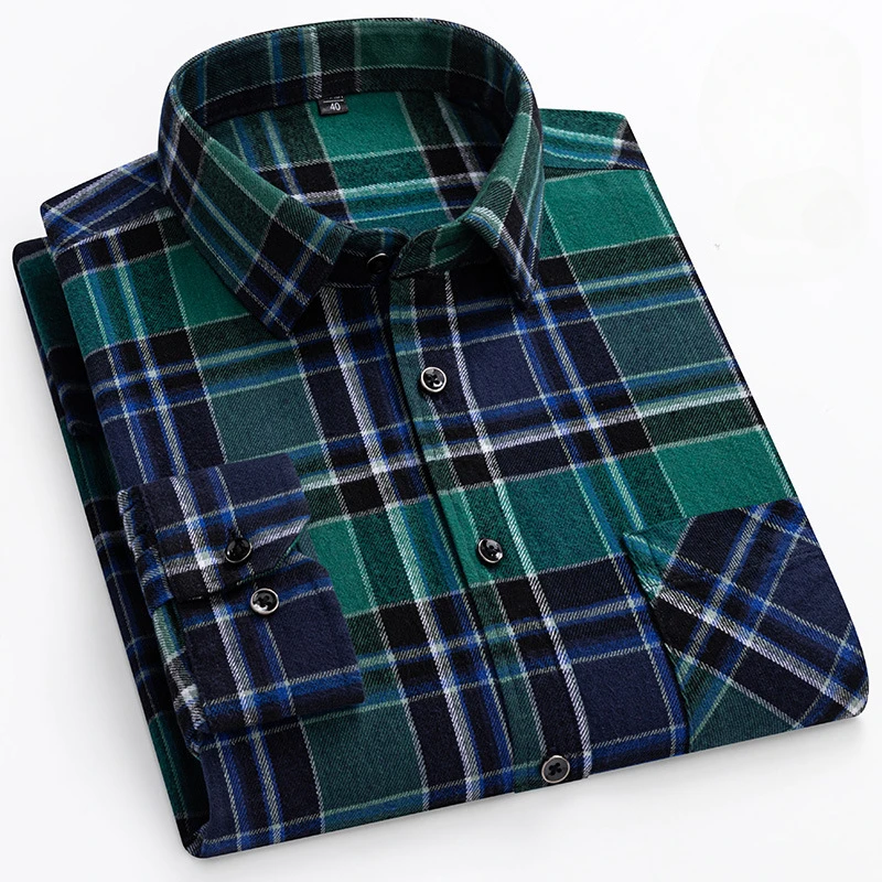 S - 11XL Fits 160KG 100 Cotton Men\'s Flannel Shirts Long Sleeve Classic Plaid Men\'s Flannel Shirts Long Sleeve Big and Tall