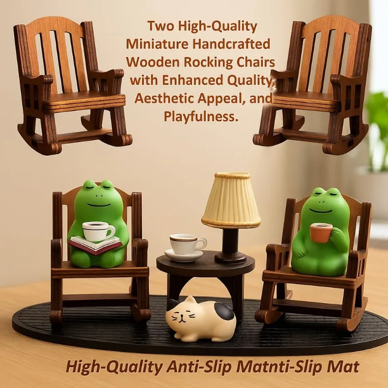 Car Interior Decoration Ornaments Cute Frog Rocking Chair Miniature Frog Figurines for Japanese ZAKKA Frog Animal Cat Ornaments image 2