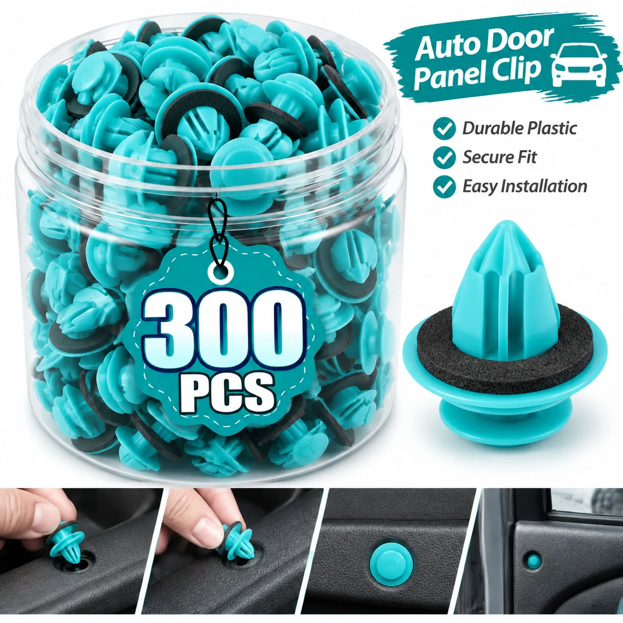 100-300pcs Auto Fastener Rivet Bumper Clip Retainer Car Interior Retaining Accessories Green Auto Door Panel Clip with Seal Ring