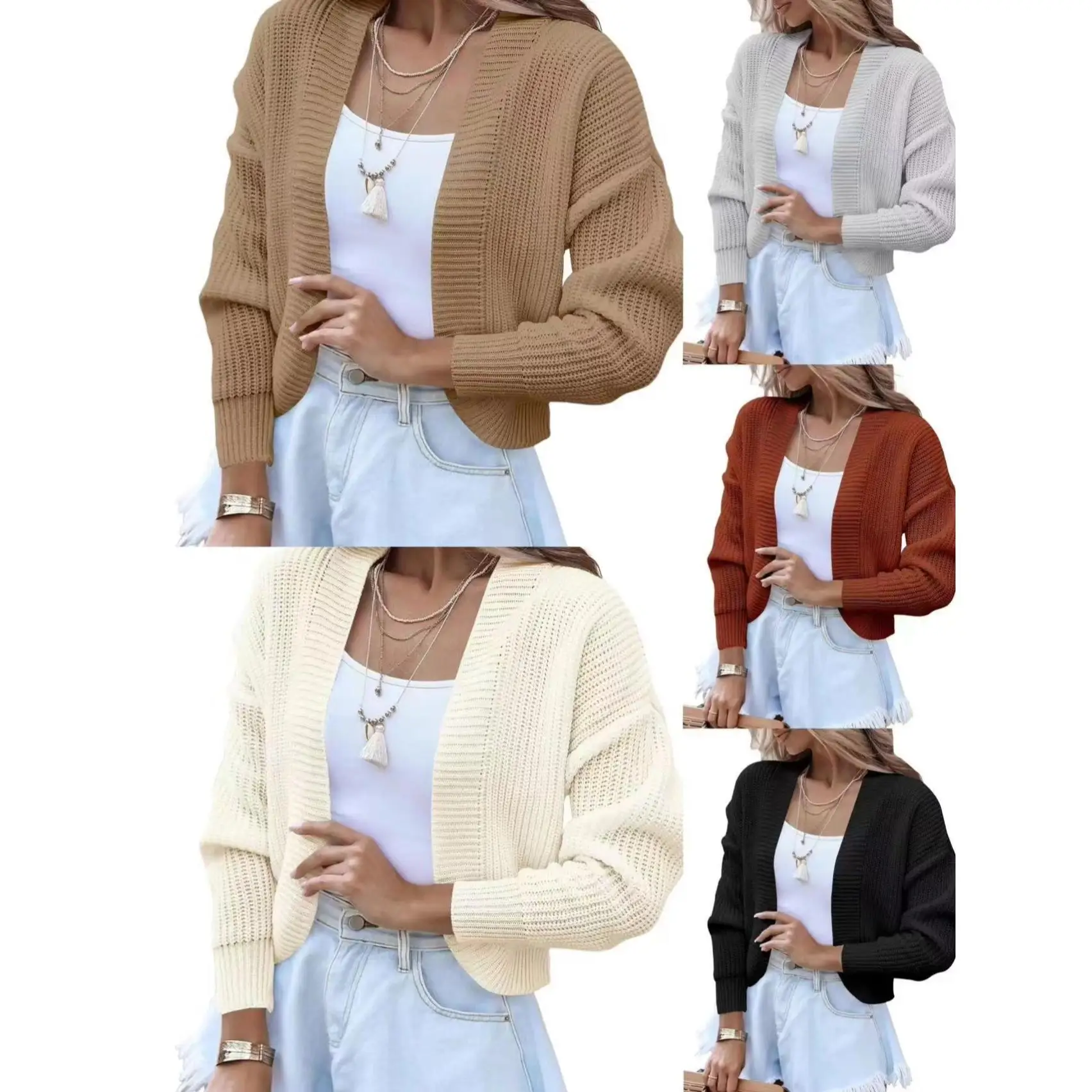 

Женская повседневная одежда с запахом, осень-зима, новая верхняя одежда, свитер, пальто, однотонный открытый кардиган, топ, трансграничная мода