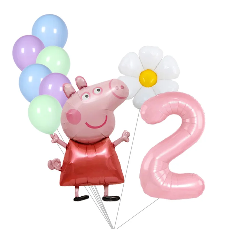 Peppa Pig Themen-Aluminiumfolienballons 1-9 Zahlen-Set Kindergeburtstag Baby-Shower Dekorationen Geschenke