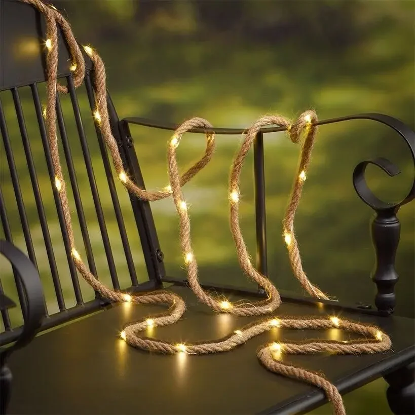 

Solar hemp rope light string copper wire light LED courtyard light string atmosphere light garden decoration light string