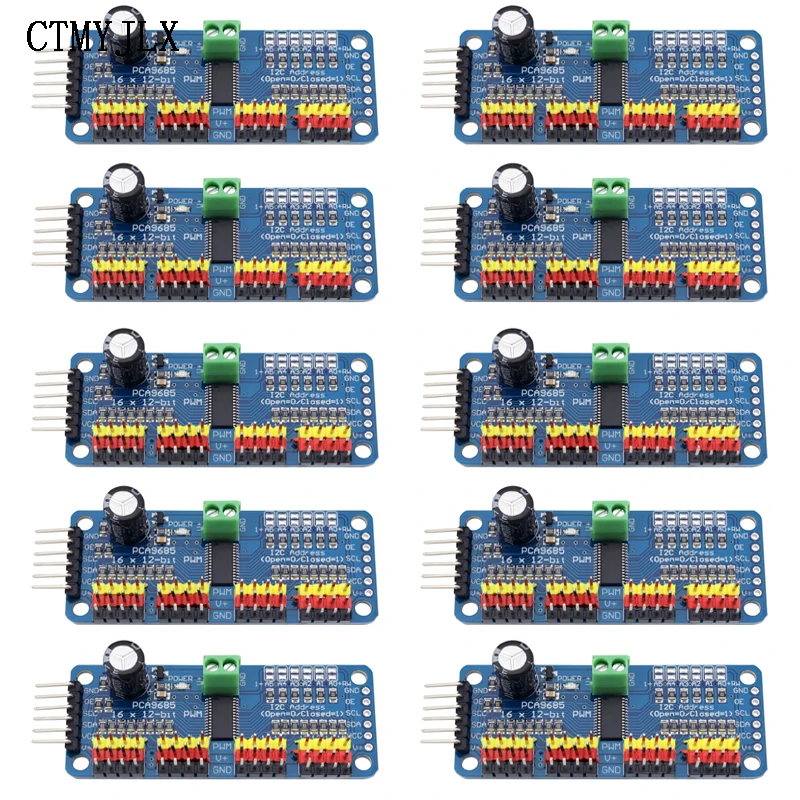 10PCS PCA9685 Robot Controller IIC Interface 16 Channel 12-Bit PWM Servo Motor Driver Board For Arduino Raspberry Pi DIY Kit