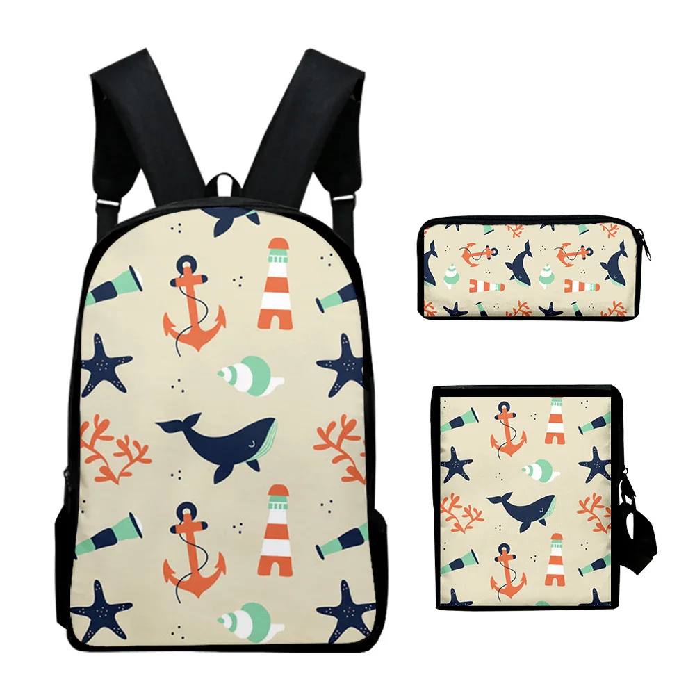 Hip Hop Jugendliche Cartoon Tiere 3D-Druck 3 teile/satz Student Reisetaschen Laptop Daypack Rucksack Umhängetasche Federmäppchen