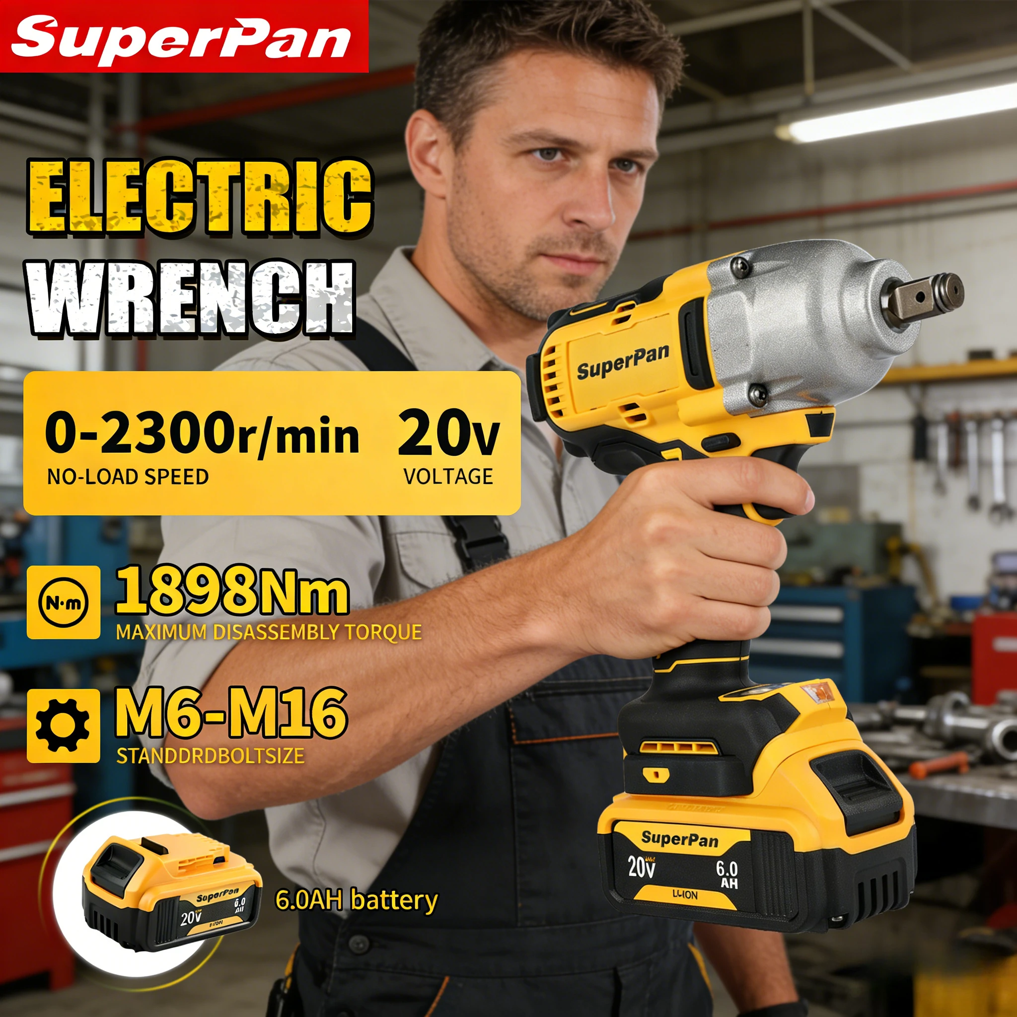 

Бесщеточный гайковерт SuperPan DCF900 с приводом 1/2 дюйма, 3200 об/мин, для ремонта лифтов, портативный, совместим с аккумулятором DeWalt 18В