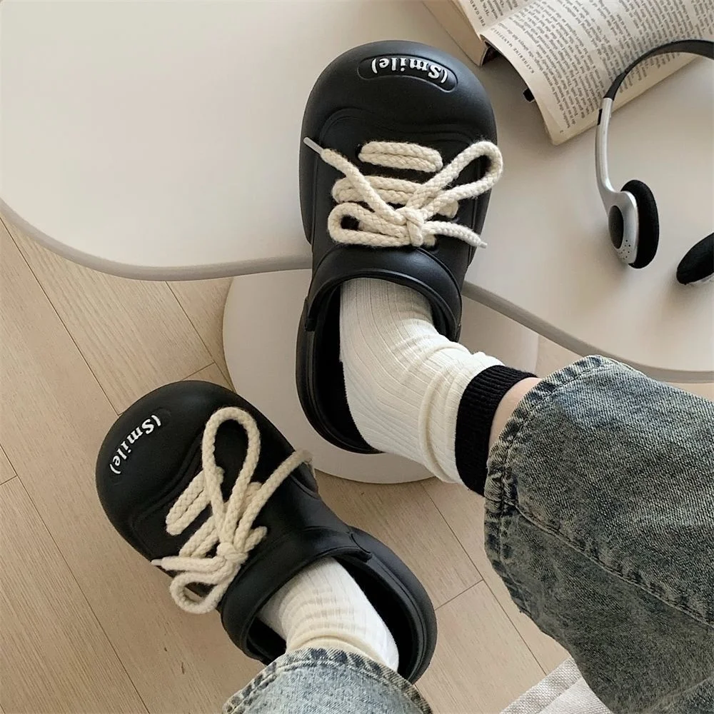 

Couple Lace Hollow Shoes Men Women Summer Outer Wear Non-slip EVA Thick Bottom Beach Shoes