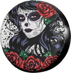 Mexico Sugar Skull Girl Spare Tire Cover Dust-Proof Wheel Tire Cover Fit Trailer RV SUV and Many Vehicle 16 Inch Tire Cover