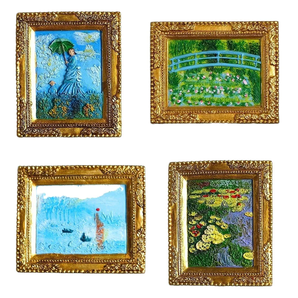 Van Gogh Monet Oil Painting Frame Resin Refrigerator Magnets Home Decoration Stickers Gifts Giving Items Car Air Vent Ornaments