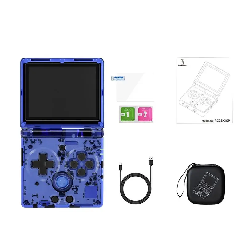 

AA87 Handheld Game Console For ANBERNIC RG35XXSP Classic Folding Flip Cover Retro Nostalgia Game Console With Storage Bag