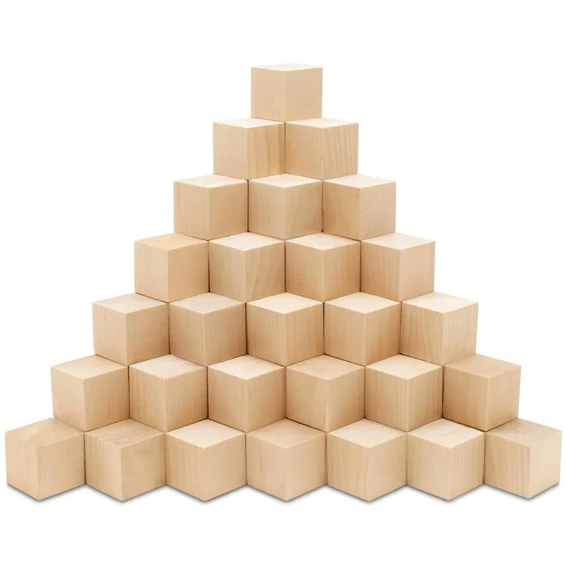 100pcs 3cm Wood Blocks for Crafting, Unfinished Pine Wood Square Blocks Blank Cubes for DIY Project, Puzzle Making, Home Decor