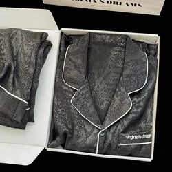 Men's Pajamas Ice Silk Spring Autumn Home Clothing Youth Summer Loose Thin New Sleepwear Long Sleeved Oversized Loungewear Set