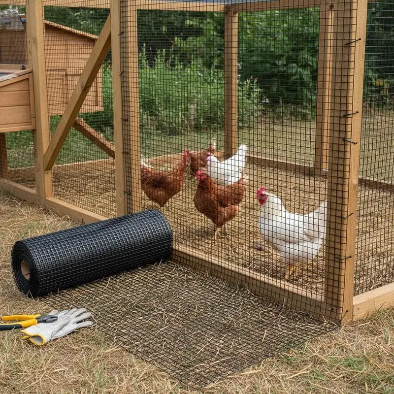 

Vinyl Coated Metal Mesh 36'' x 50' For Chicken Coops Rabbit Enclosures Garden Fencing 19 Gauge Galvanized Wire Grid Poultry Barrier Snake Protection Black Finish Outdoor Use