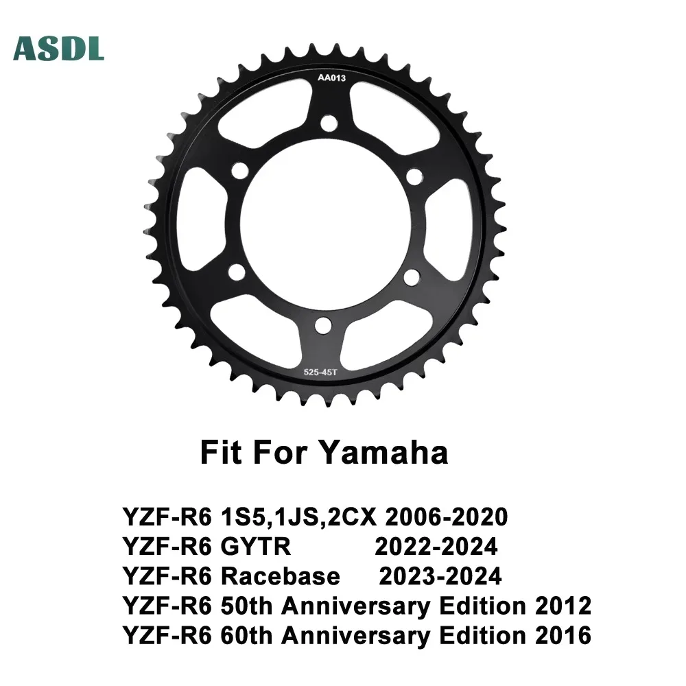Motorcycle Front and Rear Sprocket Kits for Yamaha YZF-R6 1S5 1JS 2CX 2006-2020 YZFR6 GYTR Racebase 2022-2024 YZF R6 50th 60th