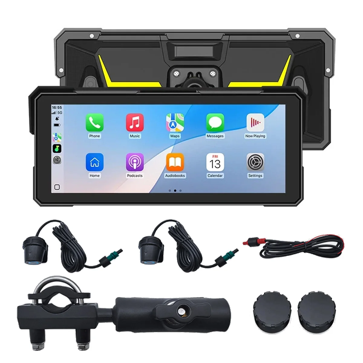 

8.1" motorcycle GPS navigation dashcam wireless carplay DVR dual camera waterproof tpms