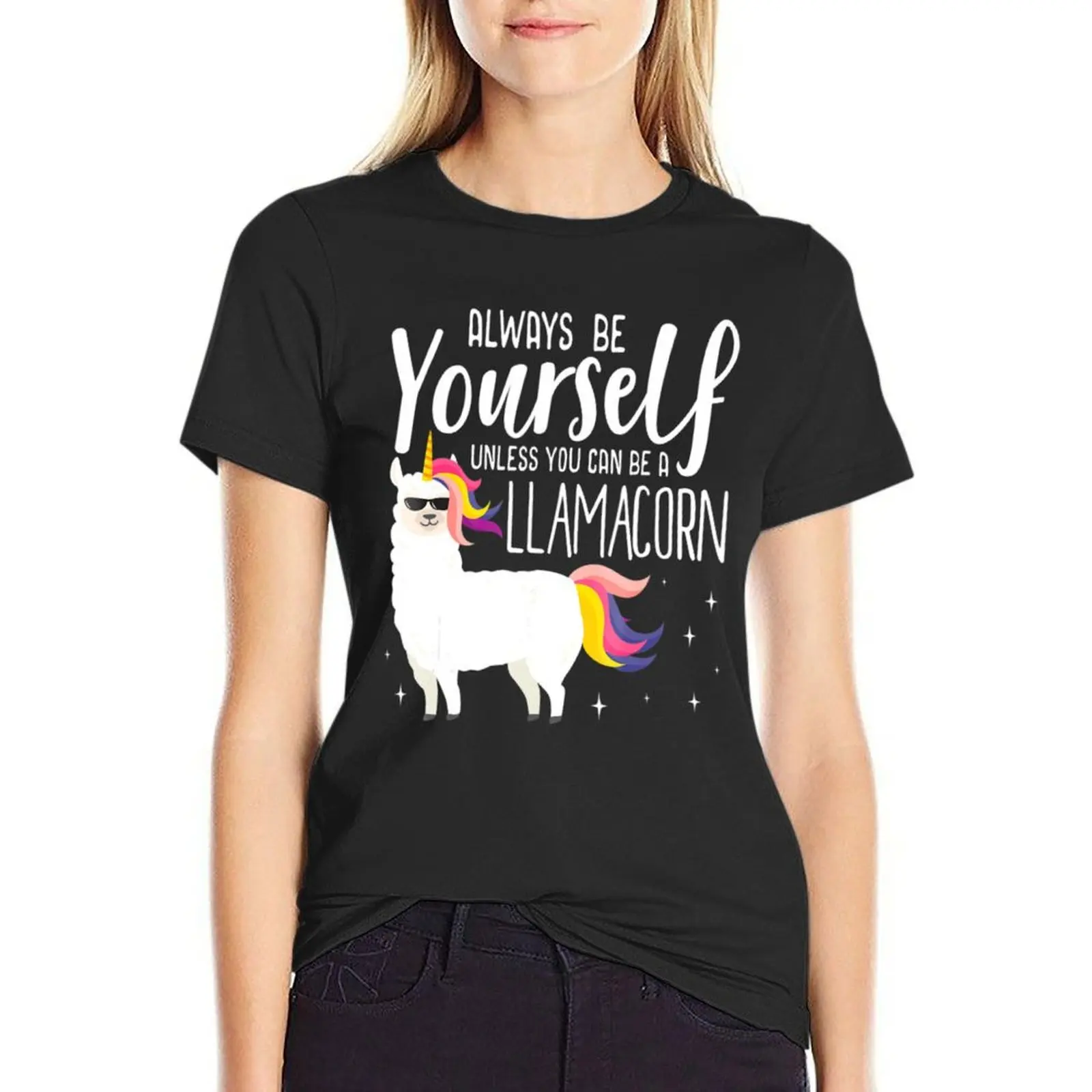 Always Be A Llamacorn Fantasy Magic Llama Unicorn T-Shirt vintage clothes tops animal print shirt for girls womans clothing