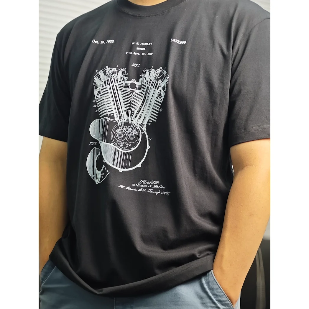 

Retro Locomotive Motorcycle Engine Structure Picture Harley Print Cotton Short-sleeved Men's and Women's T-shirts