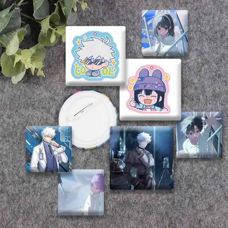 Vein Lu Guang Liu Xiao Square Pins Fantasy Suspense Comic Character Brooch Cartoon Qiao Ling Badge Accessories for Backpack Gift